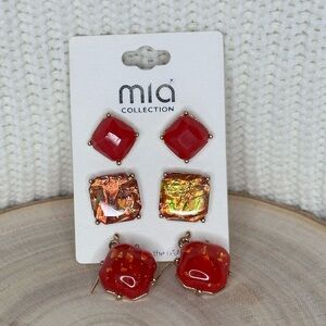 Mia Collection Red and Orange Earrings Set